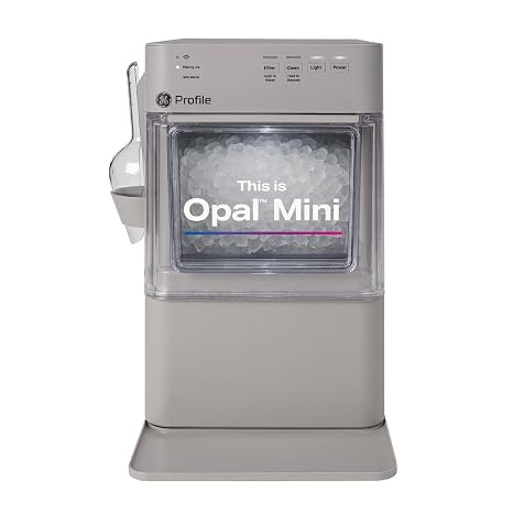 GE Profile Opal Mini Nugget Ice Maker, Portable Countertop Pellet Ice Machine, Soft Chewable Ice, 36 lbs Per Day, Top Fill Water Reservoir, 2 lb Bin, 6 Pack Descaler & Scoop Included, Stone Grey