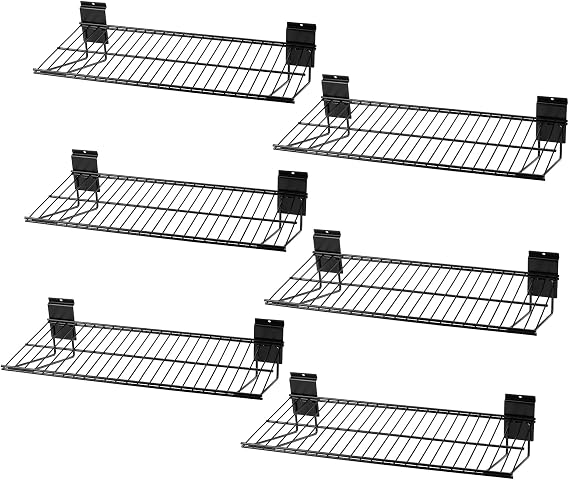 Slatwall Shelves, Slat Wall Accessories, Slat Wall Wire Shelf, Heavy Duty Garage Storage Slatwall Shelf(24-Inch Width,6 Pack)