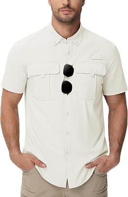 TACVASEN Mens Short Sleeve Sun Protection Shirt UPF 50 Quick Dry Fishing Cooling UV Shirts Outdoor Tactical Hiking Shirts