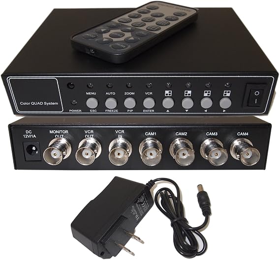 Evertech 4 Channel Analog Color Quad Processor CCTV Security Camera System Video Splitter