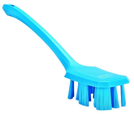 Vikan 41963 UST Long Handle Scrubbing Brush, Stiff, Blue
