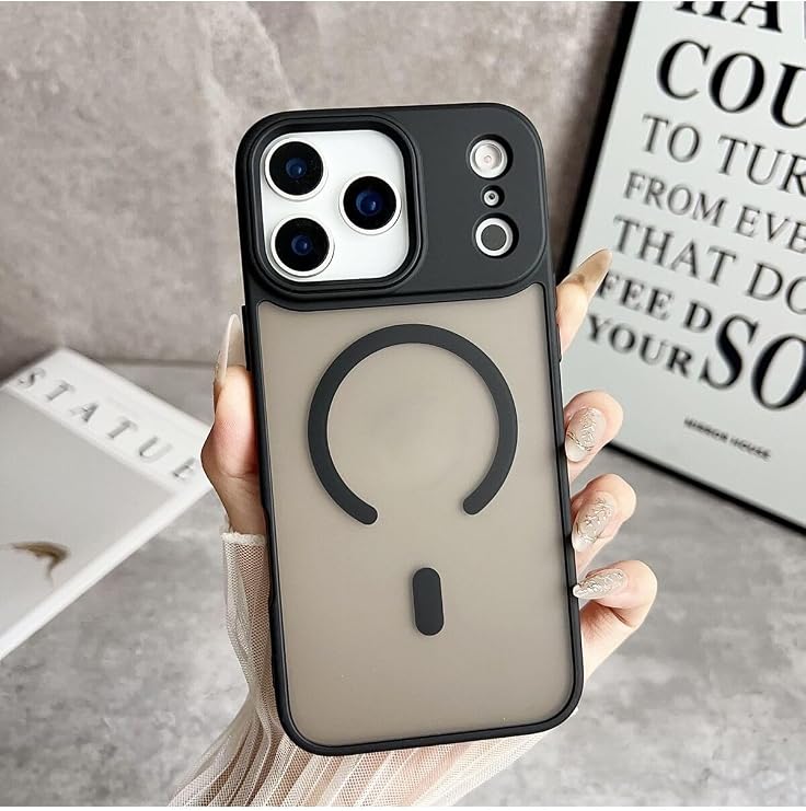 SİDE EYE Apple iPhone 18 Pro ve iPhone 17 Pro İçin Mat Arka Yüzeyli Esnek Renkli Silikon MagSafe İle Uyumlu Telefon Kılıfı Arka Kapak - Siyah