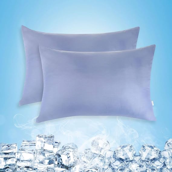 Cooling Pillow Cases Only,Queen Size Set of 2 with Double Sided Cold,Moisture Wicking Pillowcase Covers with Hidden Zipper Japanese Cold Tech Pillow Case Protectors for HotSleepers and NightSweats
