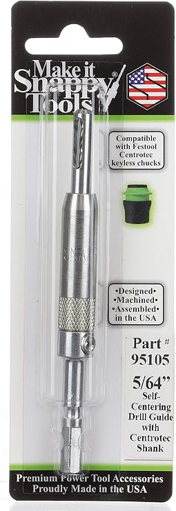 Make it Snappy Tools 5/64 Inch Self-Centering Hinge Bit, Compatible with Festool Centrotec Chucks #95105