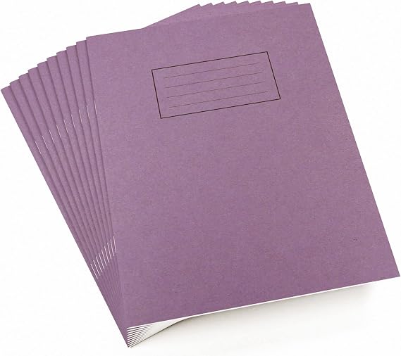 Silvine 9x7 Purple Exercise Books, Lined With Margin - 80 Pages (Pack of 10)