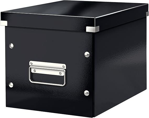 Leitz Click & Store Orta Boy Küp Saklama Kutusu 61090095, Siyah, Metal Kulplu, 260x240x260 mm
