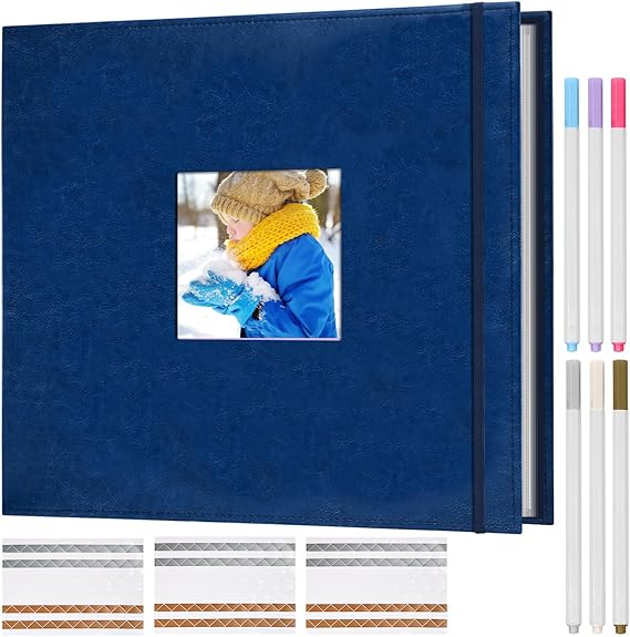 12x12 in Scrapbook Album 3-Ring Binder, 30 Sleeves Navy