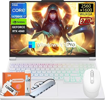 Lenovo Legion 7i Gaming Laptop, NVIDIA RTX 4060, Intel i7-14700HXUp to 5.5GHz, Beats i9-13900HX, 16 WQXGA 240Hz LCD IPS Display, 32 GB DDR5 RMA, 2 TB SSD, Wi-Fi 6E, Windows 11 Pro, wAccessories