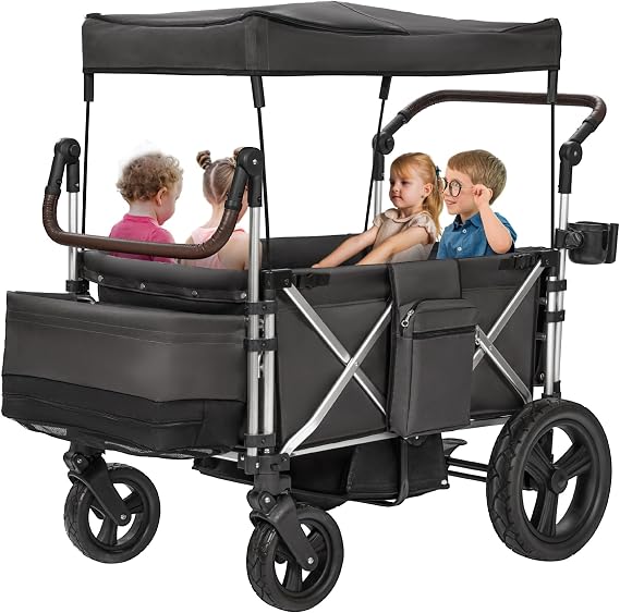 4 Seater Stroller Wagon, Folding 4 Seat Wagon Stroller for 4 Kids