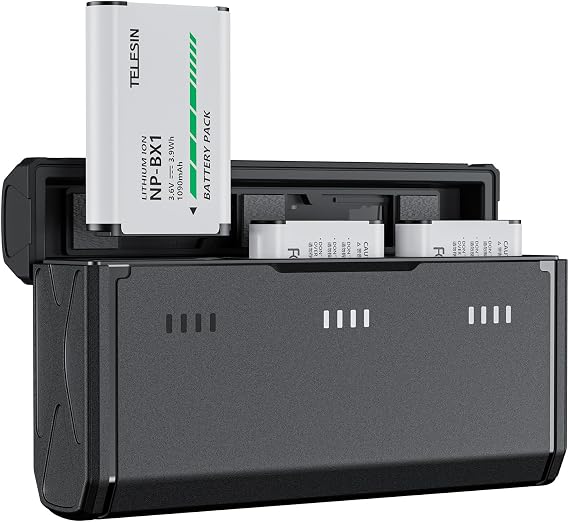 TELESIN 2 Pack NP-BX1 Battery and 3-Channel Battery Charger for Sony Camera | Fit for Sony NP-BX1/M8, ZV-1, ZV-1 II, Cyber-Shot DSC-RX100 (II/III/IV/V/VA/VI/VII), HX80, HX90V, HX95,HX99,RX1R II,FDR-X3000