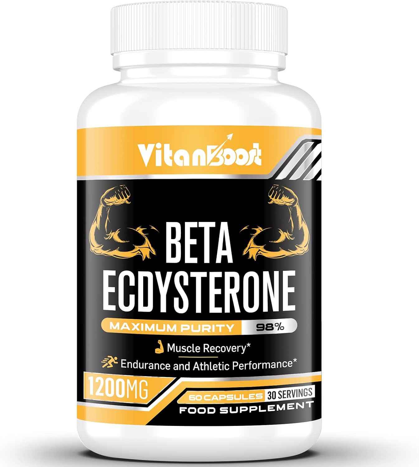 Beta Ecdysterone Supplement 1200mg | Increases Lean Muscle Mass, Exercise Performance, Strength and Protein Synthesis, 98% Maximum Purity Formulated for Enhanced Absorption 120 Capsules|2 Month Supply