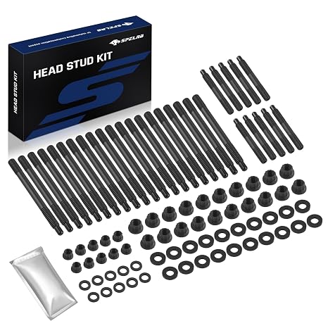 SPELAB Head Stud Replacement Kit Compatible with Chevrolet 2004-2019 GEN III IV 4.8l 5.3l 5.7l 6.0l 6.2l Small Block Cylinder Head Stud Kit, Cylinder Head Stud Assembly Kit & Assembly Lubricant