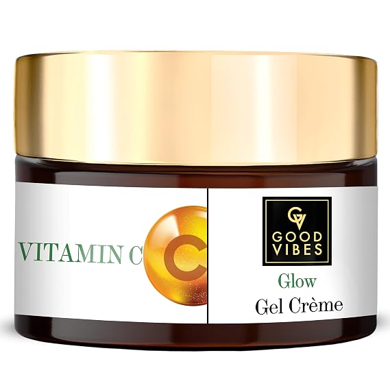 Good Vibes Vitamin C Glow Gel Creme | Skin Brightening Hydrating Moisturizing Face Cream For All Skin Types | Rich In Anti-oxidants & Helps Clear Dark Spots | No Parabens & Sulphates (50 g/1.76 Oz)