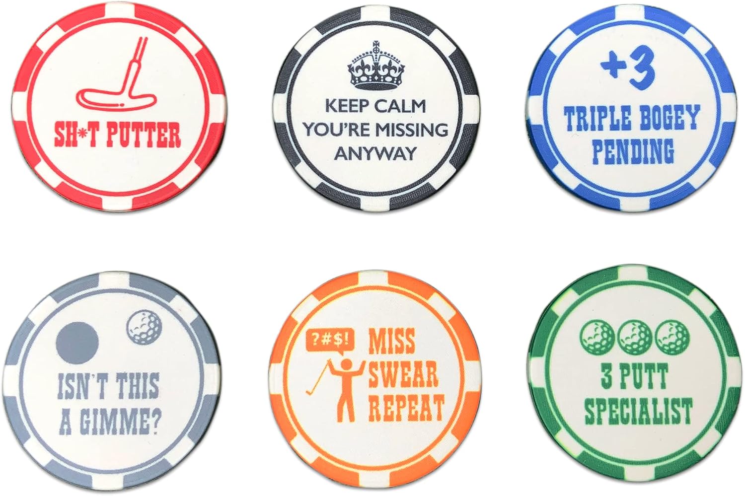 HORRIBLE BALLS Funny Golf Ball Marker Set Poker Chip Edition - Great Novelty Golf Gift For A Bad Putter