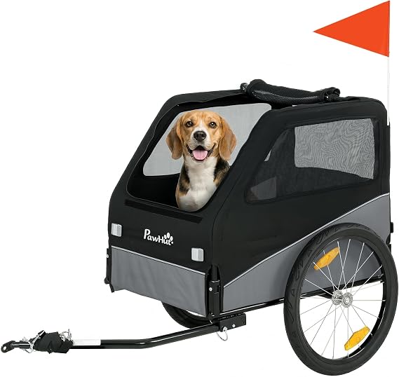 PawHut Dog Bike Trailer for Medium Pets 20" Inflatable Rubber Wheels