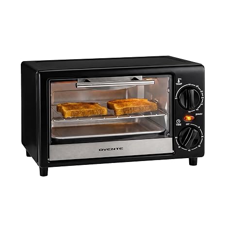 OVENTE 8L Countertop Toaster Oven, Adjustable Temperature, Black TO2808B