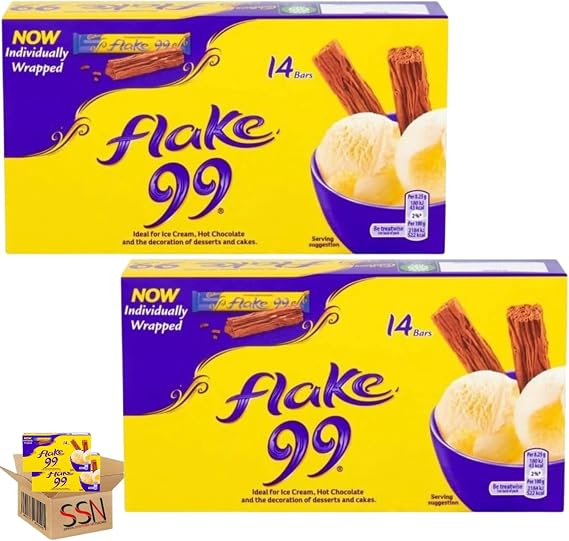 Cadbry Flakee 99 Milk Chocolate Bars, 14 Pack, Crumbly, Flaky By SSN Spark Systems Network (Pack of 2x)