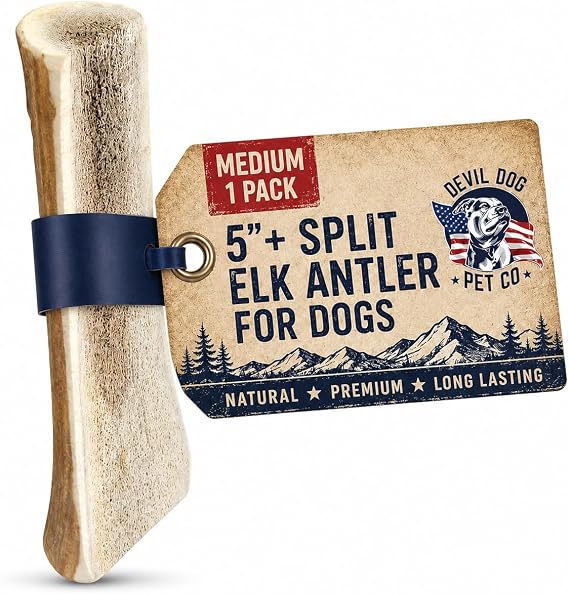 Devil Dog Pet Co Split Elk Antlers for Dogs, Medium, Long Lasting