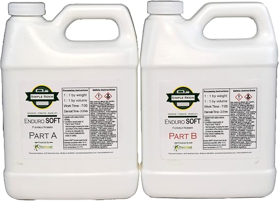 Enduro Soft - 2 Part Liquid Polyurethane Casting Rubber - Durable, Rubber Casting Resin - Soft Rubber Feel (4 lb kit (64 oz kit))