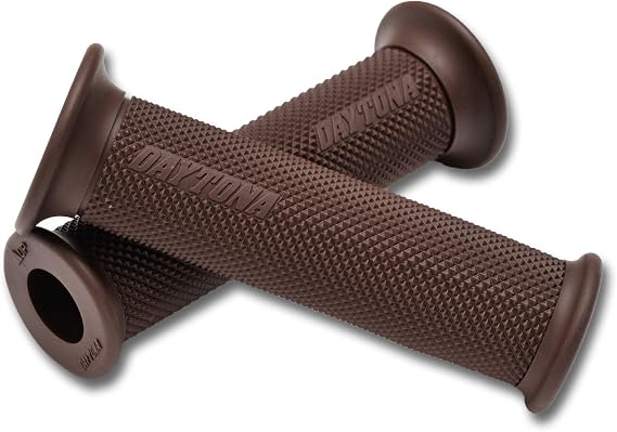 DAYTONA Universal 7/8" Motorcycle Handlebar Grips for Premium Comfort Rides (Standard) (Brown)