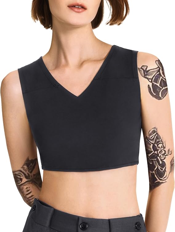 LEINIDINA Chest Binder for Transgender FTM LGBT Elastic Band V Neck Binder Bras for Women Tomboy Tank Top