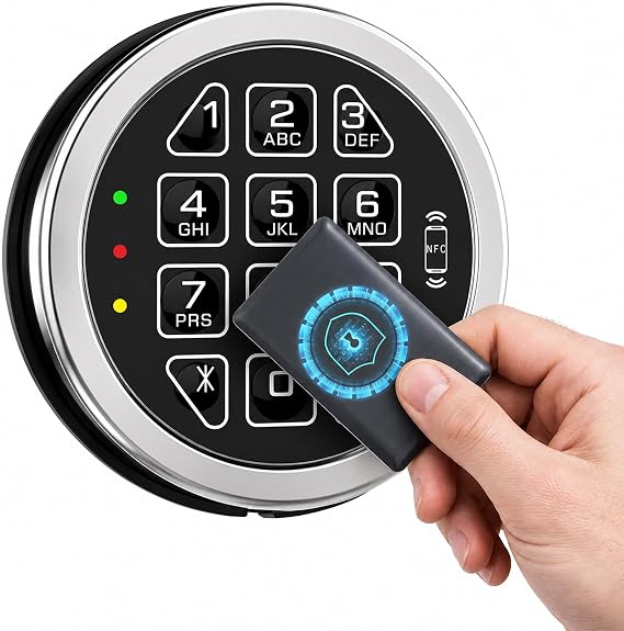 Smart NFC Mobile Control Gun Safe Lock Replacement Electronic Lock with 2Keys & 2cards | Chrome Digital Keypad Lock for High Security Fireproof Safe Box