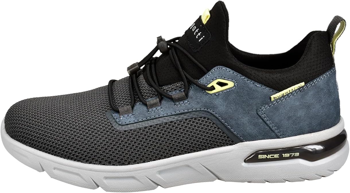 Bugatti Men's Breathable Trainers Lightweight Mesh Upper Running Shoes Ultralight Sole Trainers Elastic Lacing System