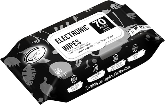 Air Jungles Electronic Wipes Screen Cleaner 70 Count, XL 8x10 Inch