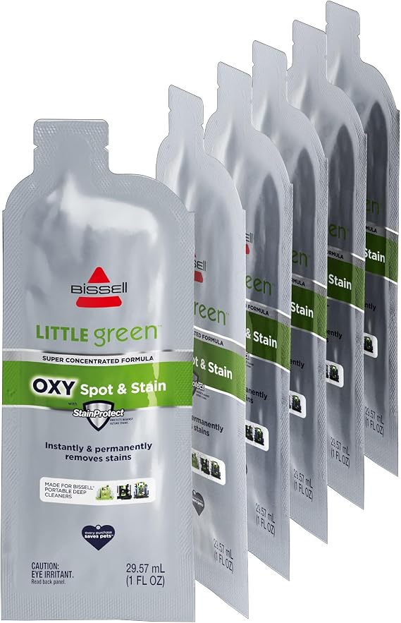 Bissell NEW Little Green Pro Oxy Spot & Stain Super Concentrate Cleaning Formula for Portable Deep Cleaners, 6 Super Concentrate Pouches