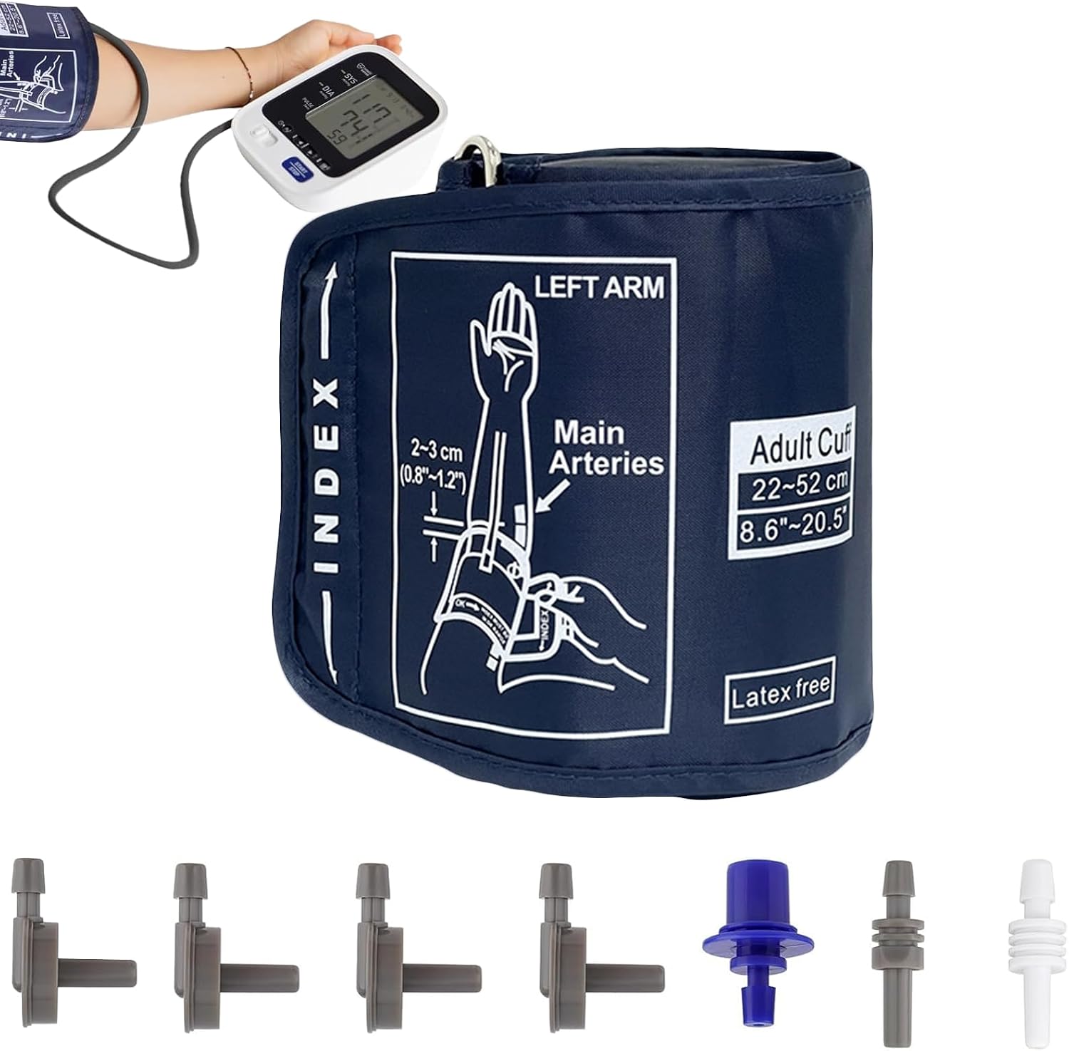 Blood Pressure Cuff Large 22-52 cm Blood Pressure Cuff Upper Arm Blood Pressure Monitor Blood Pressure Cuff with 6 Connections Compatible with Most Blood Pressure Monitors