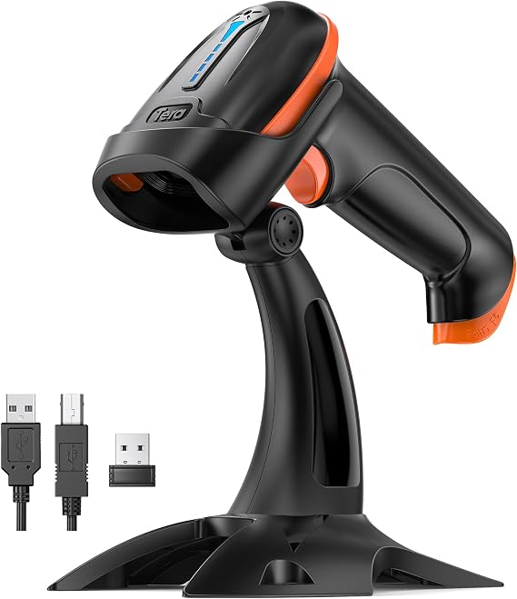 Tera Barcode Scanner 2D Wireless with Stand: Battery Indicator, D5100-Z