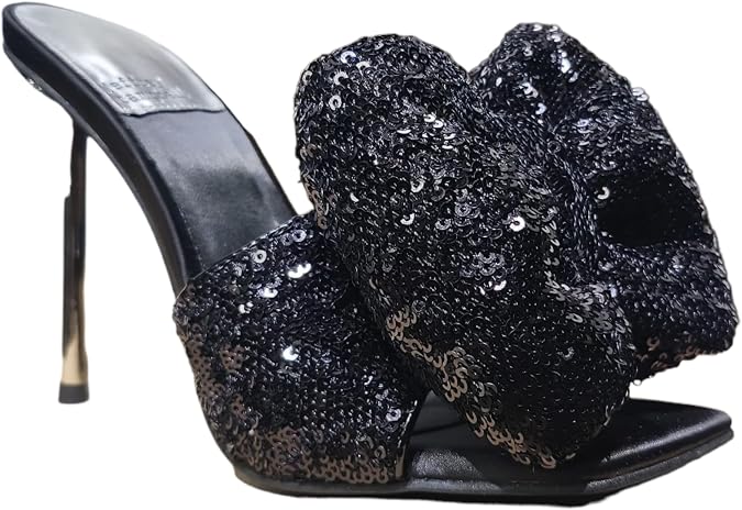 Jeffrey Campbell Bow-Down Heels Black Sequins 8
