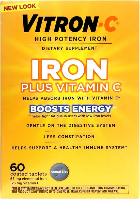 Vitron - C High Potency Iron Supplement Tablets - 60 Ta