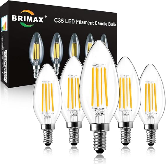 BRIMAX E14 Led Light Bulb Dimmable, 6W Warm White Candle Light Bulb,5Pack [Energy Class E]