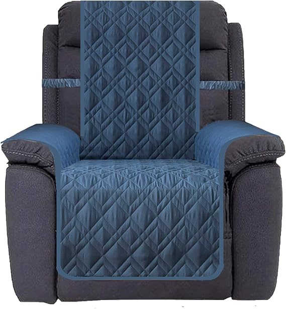 Ameritex Waterproof Nonslip Recliner Cover Stay in Place, Dog Chair Cover Furniture Protector, Ideal Recliner Slipcovers for Pets and Kids (Blue, 30'')