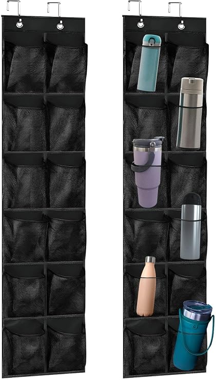 2PCS Water Bottle Organizer - 24 Holder Over The Door Water Bottle Storage Rack For Various Sizes, Kitchen Cabinet, Pantry, Closet, Bedroom, Bathroom