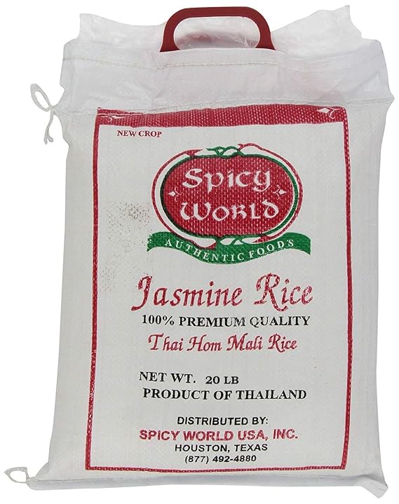 Spicy World Pure Jasmine Rice From Thailand, 20-Pound Bags (20 LB), White