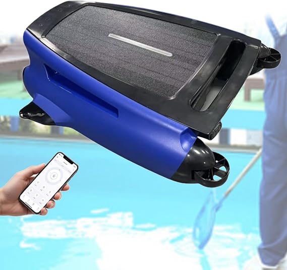 Automatic Pool Sur-face Cleaner with App Control, Smart Obstacle Avoidance and Dual Charging Modes, Solar Powered Pool Sur-face Skimmer Cleaner, 24/7 Continuous Cleaning B