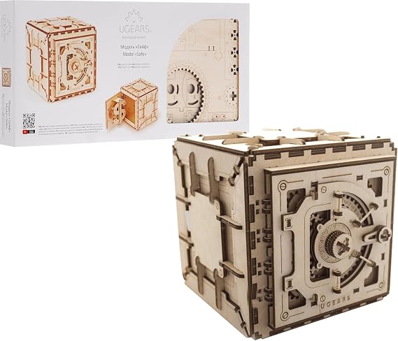 UGEARS Wooden 3D Model Safe Mechanical Puzzle Construction Gift Set self-Assembly