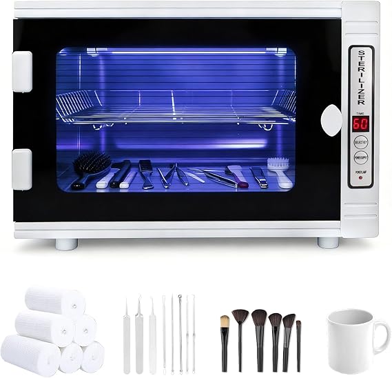 12L UV Sterilizer, UV Disinfection Cabinet with Timer & Led Display, 2 Layers Electric Nail Tool Sterilizer for Home Use, Barbers, Manicure, Beauty Salons and Spas