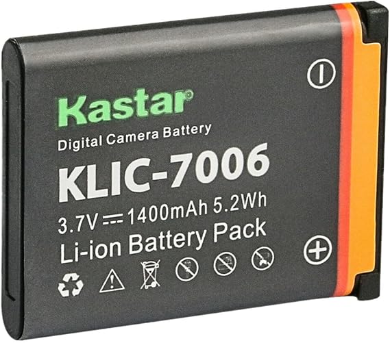 Kastar K7006 Battery 1-Pack Replacement for Kodak KLIC-7006 K7006 LB-012 Battery and Kodak KLIC-7006 Charger, Kodak PixPro FZ51 (KDK-FZ-51BL) PixPro FZ52 PixPro FZ53 PixPro SL5 Smart Lens Camera