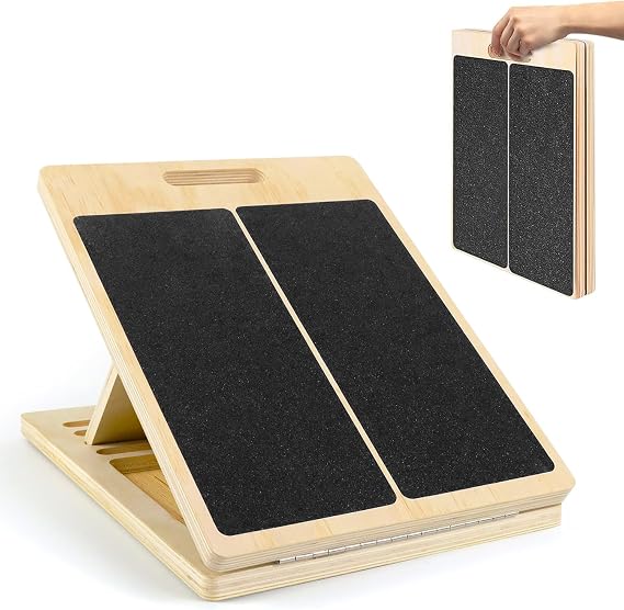 Stretch Board, Adjustable Slant Board, Portable Calf Stretcher, Wooden Incline Board, Non-Slip Squat Wedge, Balance Board Adult, Ideal for Heel Knees Ankle Calf Muscles Stretching