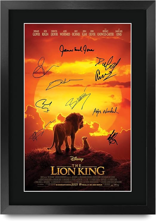 HWC Trading The Lion King Donald Glover, Seth Rogen Gifts Printed Signed Autograph Picture for Movie Memorabilia Fans - 16" x 12" Framed