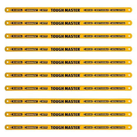 TOUGH MASTER Hacksaw Blades 300mm 20pcs Set Bow Saw 12" Replacement Blades, Professional 32TPI Bi-Metal Blades for Metal, Wood, PVC PEX ABS Plastic (Pack of 10)