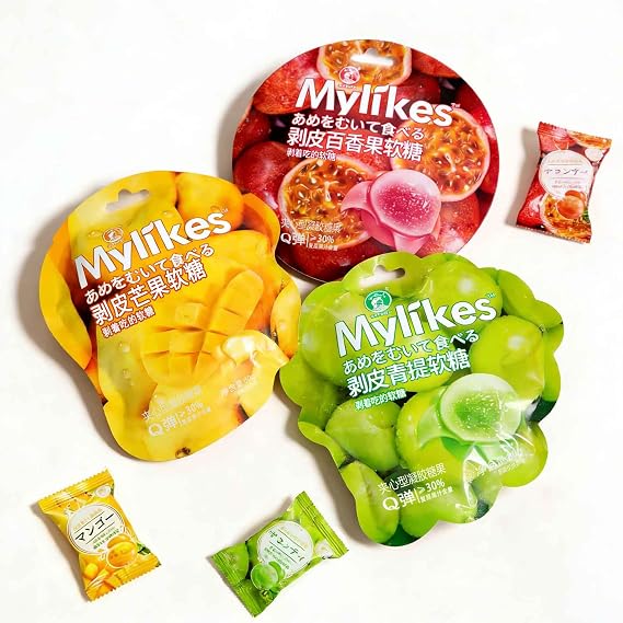 3-Pack Peelable Gummy Candies Green Grapes & Passion Fruit & Mangoes | Individual Package, Fun Peeling Candy Gummies for Party/Gathering/Valentines/Easter