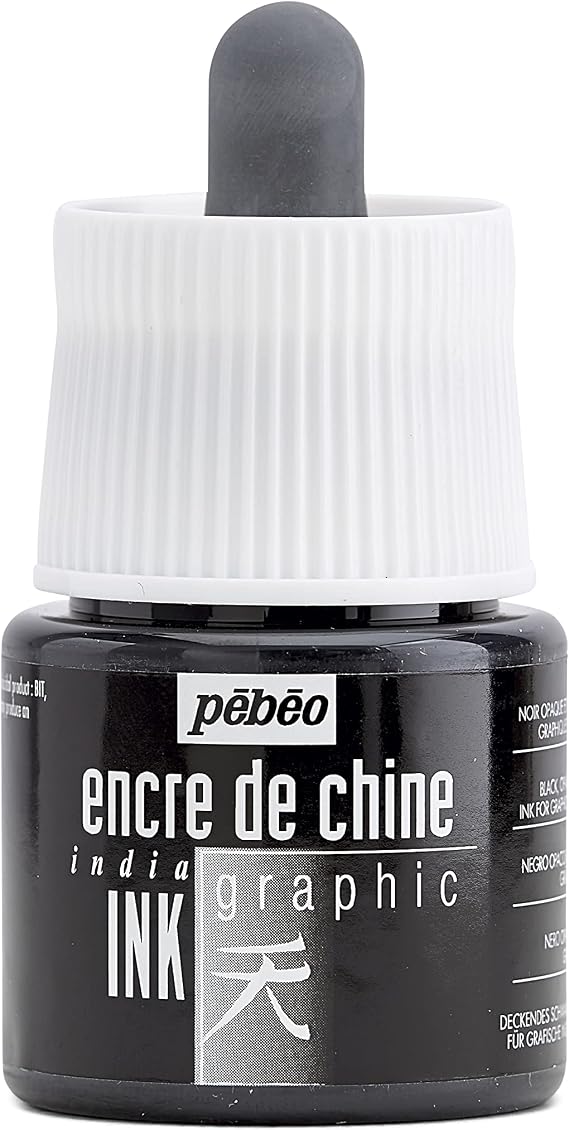 Pebeo Graphic India Ink, 45 ml Bottle, Black