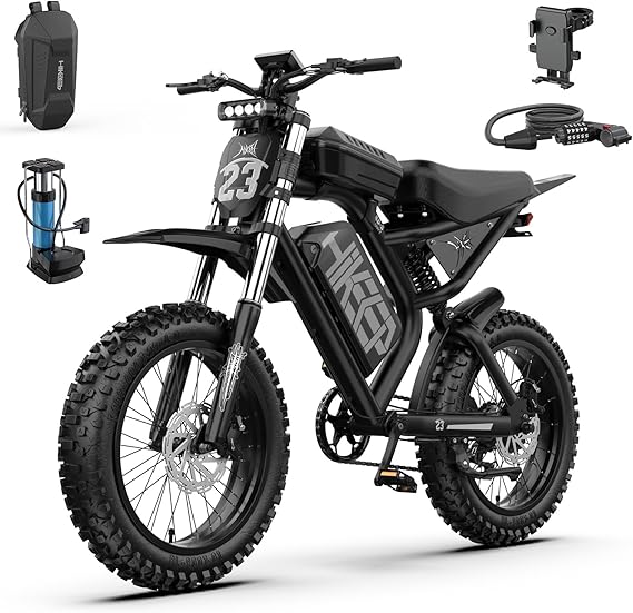 HiKeep K6-Series Electric Bike for Adults, 48V/52 15Ah/15.6Ah/17.5Ah/25Ah/40Ah, Peak 1500W/3000W Electric Bikes, 16/20 Inch All-Terrain Fat Tire Electric Motorcycle, Safety Tested to UL 2849