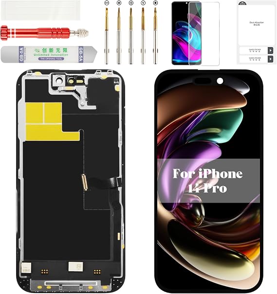 TFT for iPhone 14 Pro LCD Screen Replacement for iPhone 14 Pro Display Digitizer Touch Assembly Kit for iPhone 14 Pro Screen Replacement A2650 A2890 A2889 A2892 Black