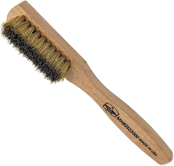 Midwest Hearth Soft Brass Brush, 5.75in Overall, Wood Handle, Made in USA
