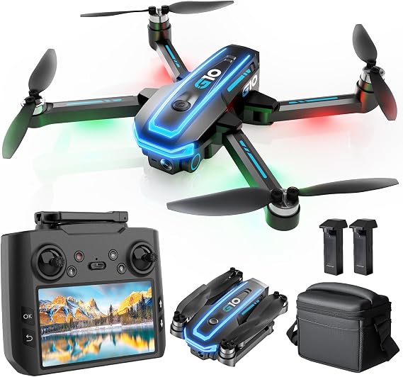 G10 GPS Drone with Camera 4K Adults, 5G Drone with Screen Remote Control for Beginners and Children, RC Quadcopter that Follows You, Brushless Motor, GPS Car Return, Under 249 g, C0